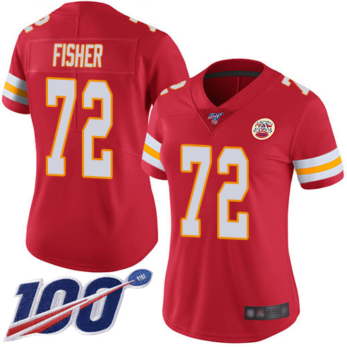 Women Kansas City Chiefs 72 Fisher Eric Red Team Color Vapor Untouchable Limited Player 100th Season Football Nike NFL Jersey